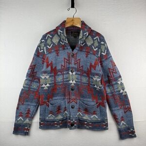 Heavy Aztec Southwestern Shawl Collar Cardigan Large Navajo Sweater Lucky Brand